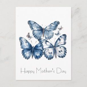 Postal Mariposas en azul de Delft
