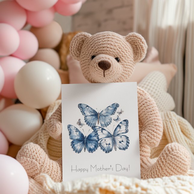 Postal Mariposas en azul Delft, personalizable (Subido por el creador)