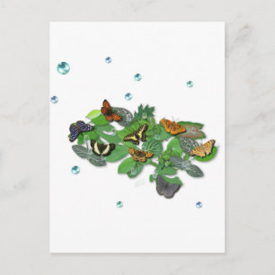 Postal Mariposas en hojas