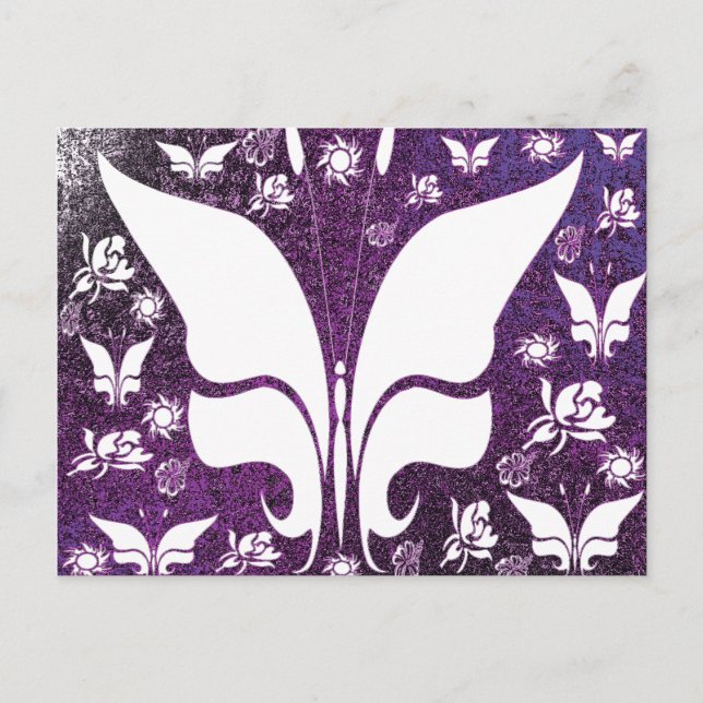 Postal Mariposas florales púrpura (Anverso)