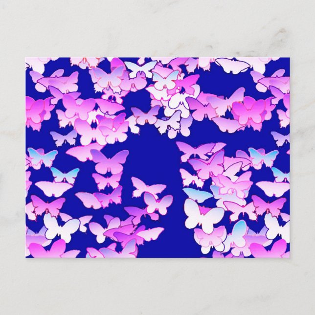 Postal Mariposas, lavanda y azul oscuro (Anverso)