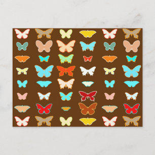 Postal Mariposas, marrones, turquesas y corales
