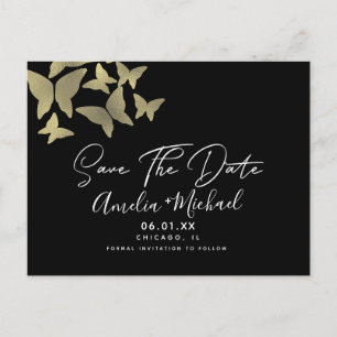 Postal Mariposas Modernas de Falso Oro Save the Date 