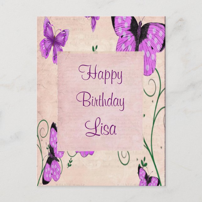 Postal Mariposas Moradas (Anverso)