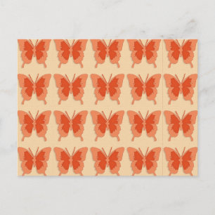 Postal Mariposas, naranja de fondo naranja pastel