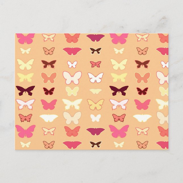 Postal Mariposas, naranjas, amarillas y corales (Anverso)