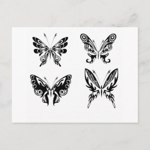 Postal Mariposas Negras Y Blancas