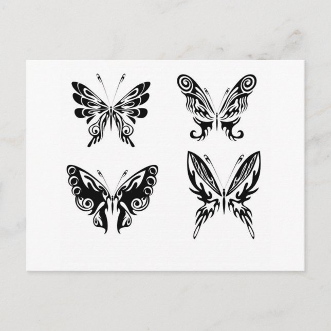 Postal Mariposas Negras Y Blancas (Anverso)