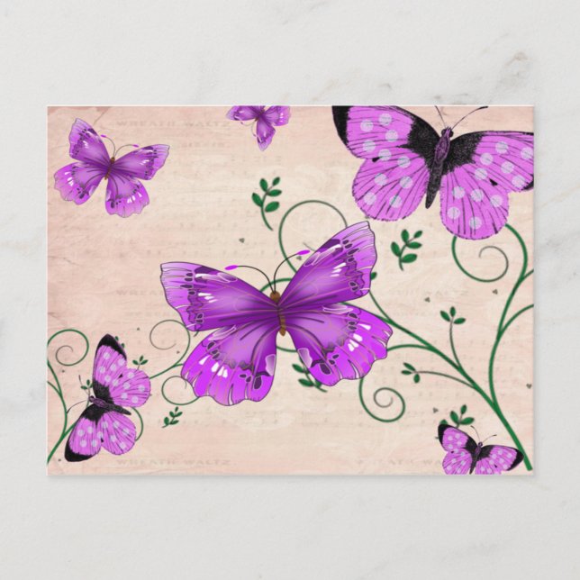 Postal Mariposas Pastel Purple (Anverso)