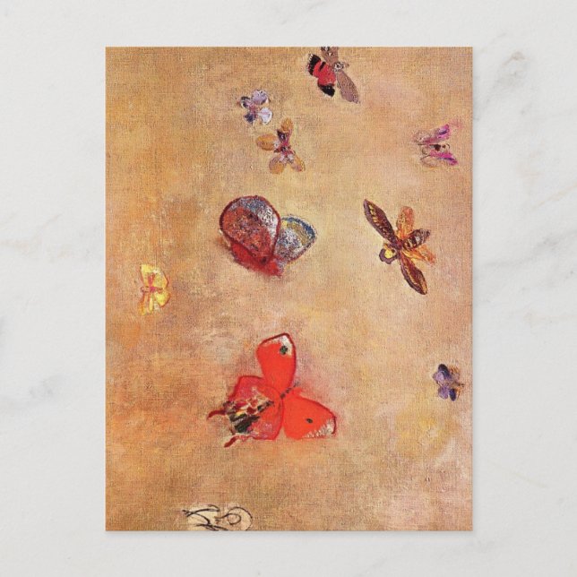 Postal Mariposas por Odilon Redon (Anverso)
