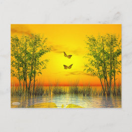 Postal Mariposas por puesta de sol - procesado 3D