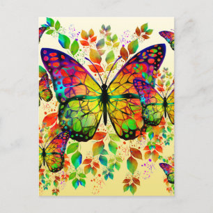 POSTAL MARIPOSAS PRIMAVERALES NATURALEZA COLORIDA