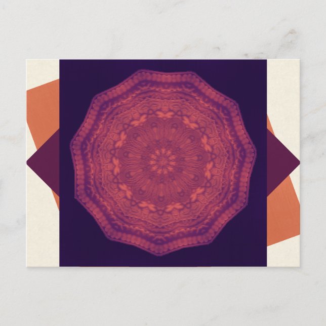 Postal Mariposas Purple Sunset Kaleidoscope Mandala (Anverso)