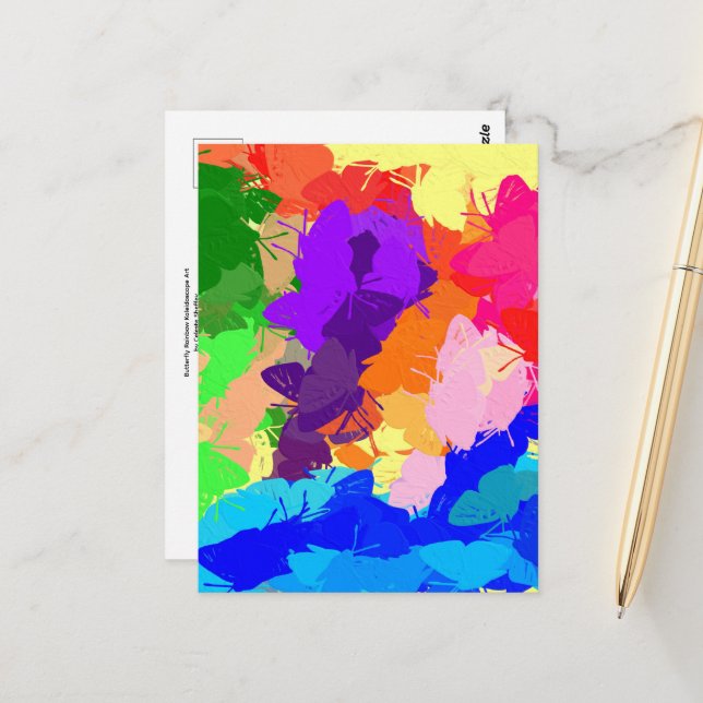 Postal Mariposas Rainbow Kaleidoscope (Anverso/Reverso In Situ)