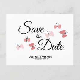 Postal Mariposas Románticas Rosadas Save the Dates 