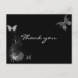 Postal Mariposas Rosa Flourier Blanco Negro Gracias