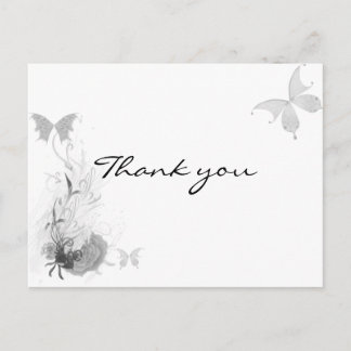 Postal Mariposas Rosa Flourier Blanco Negro Gracias