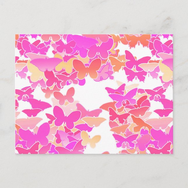 Postal Mariposas, rosa, fucsia y coral (Anverso)
