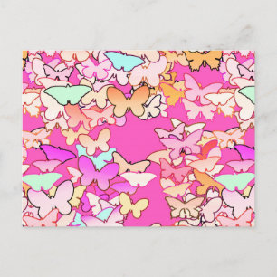 Postal Mariposas, rosadas múltiples y profundas