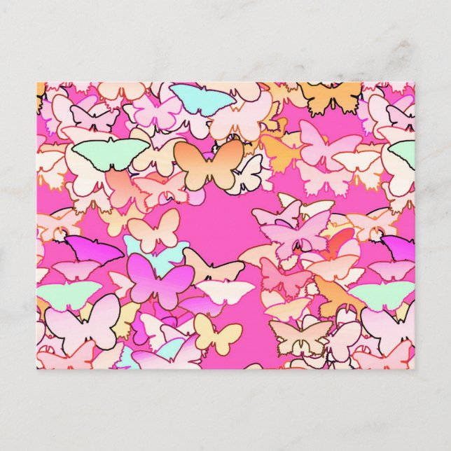 Postal Mariposas, rosadas múltiples y profundas (Anverso)