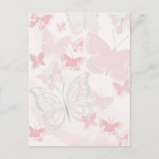 Postal Mariposas rosadas que vuelan la acuarela de la