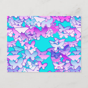 Postal Mariposas, violeta y turquesa