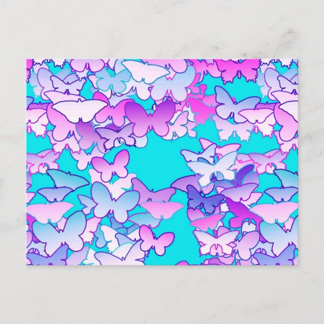 Postal Mariposas, violeta y turquesa (Anverso)