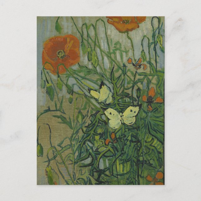 Postal Mariposas y cachorros de Vincent van Gogh (Anverso)