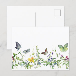 Postal Mariposas y flores