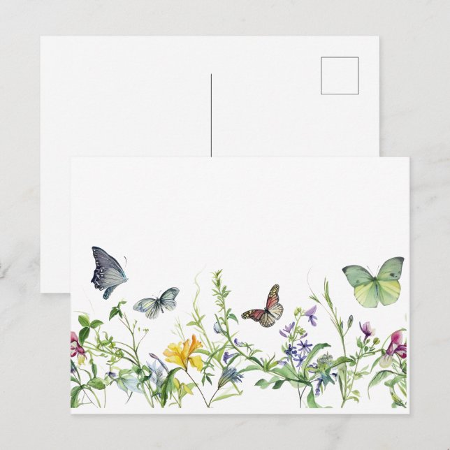 Postal Mariposas y flores (Anverso / Reverso)