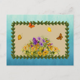 Postal Mariposas y flores