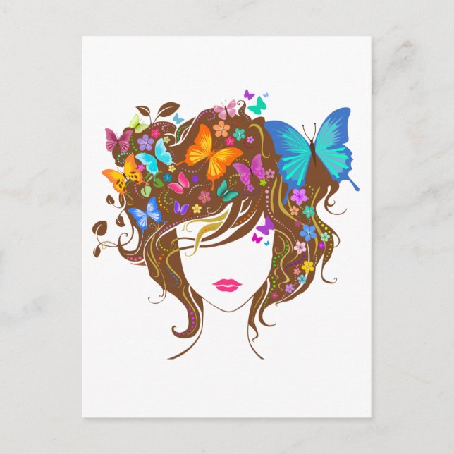 Postal Mariposas y flores (Anverso)