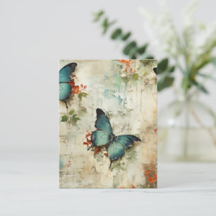 Postal Mariposas y flores de época coloridas (12)