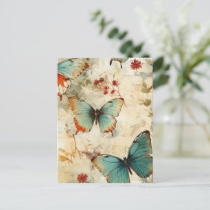 Postal Mariposas y flores de época coloridas (3)
