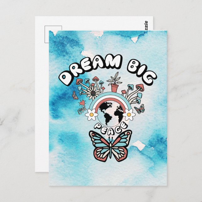 Postal Mariposas y hongos Sueño Gran inspo positivo (Anverso / Reverso)