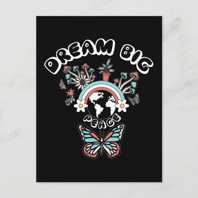 Postal Mariposas y hongos Sueño Gran inspo positivo (Anverso)