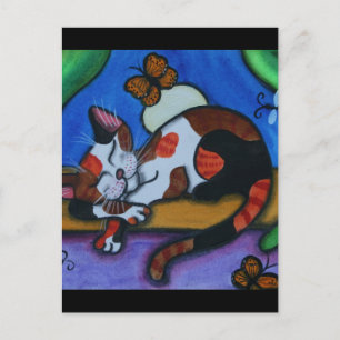 Postal Mariposas y libélulas de gato durmientes