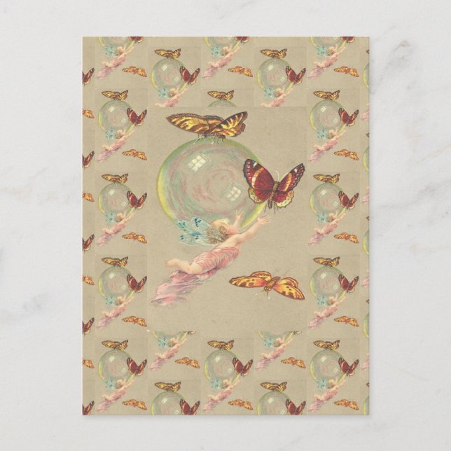 Postal Mariposas y un ángel (Anverso)