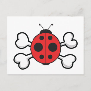 Postal mariquita Calavera y Huesos Cruzados