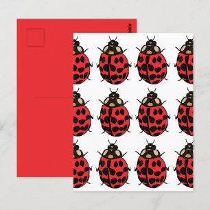 Postal Mariquita Rojo Negro Insecto Mariquita