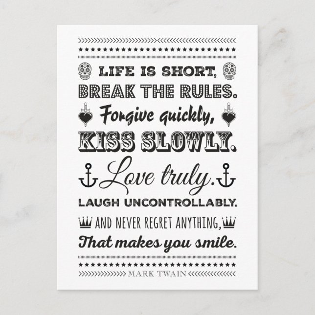 Postal Mark Twain - Rompe las reglas (Anverso)