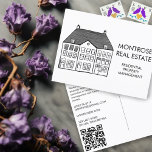 Postal Marketing inmobiliario de código QR mínimo de arte<br><div class="desc">Postal perfecta para enviar a clientes potenciales. Cambie el texto,  el tipo de letra y los colores de esta tarjeta de personalizable. Dibujo arte a mano por mí para ti. Revisa mi tienda para encontrar tarjetas de visita y más diseños inmobiliarios. ¡O hazme saber si quieres algo personalizado!</div>