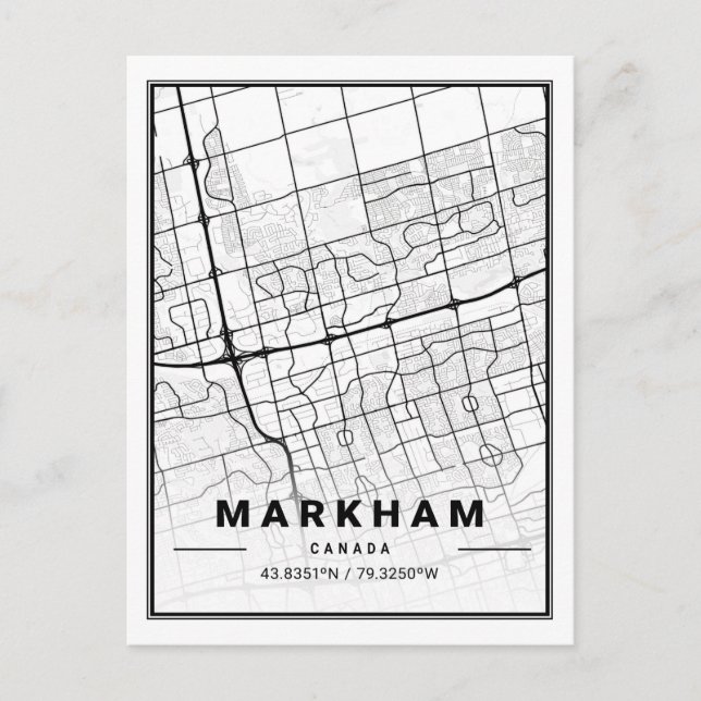 Postal Markham Ontario Canada Travel City Map Poster (Anverso)