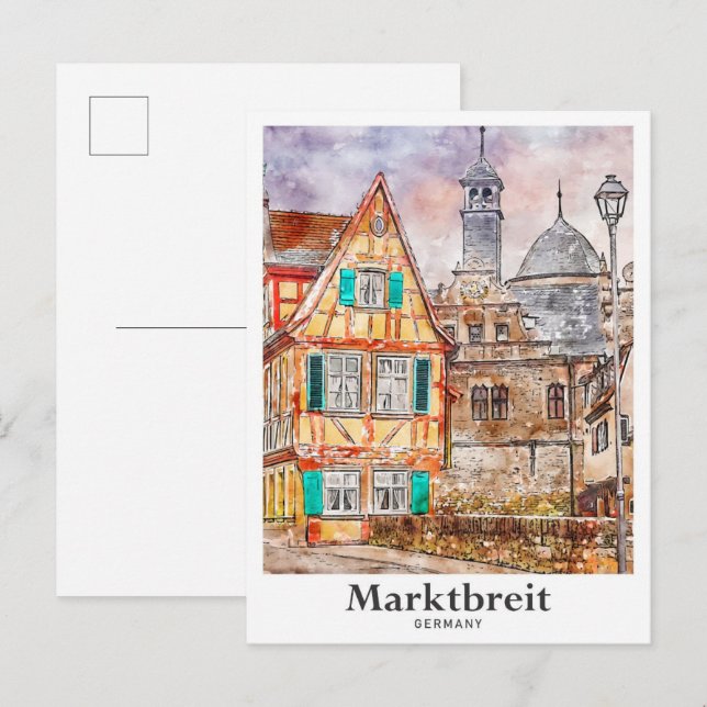 Postal Marktbreit Alemania Trayectoria de la mano de acua (Anverso / Reverso)