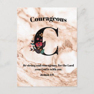 Postal Mármol coral C Monograma Escritura Personalizada