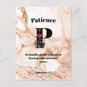 Postal Mármol coral P Monograma Escritura Personalizada