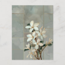 Mármol de Línea Dorada con Flor de Magnolia Blanca