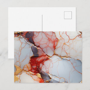 Postal Mármol de marfil con vetas carmesí y dorado