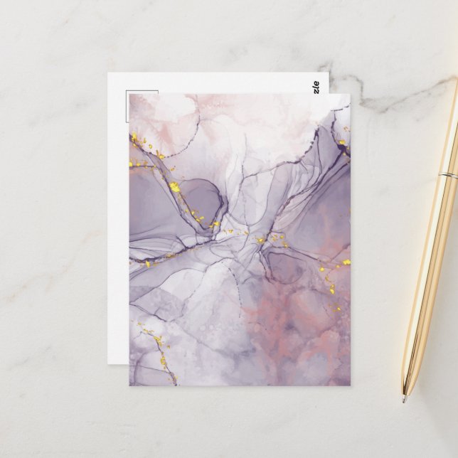 Postal Mármol violeta y dorado (Anverso/Reverso In Situ)