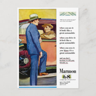 Postal Marmon 68 - Anuncio de automóviles de época